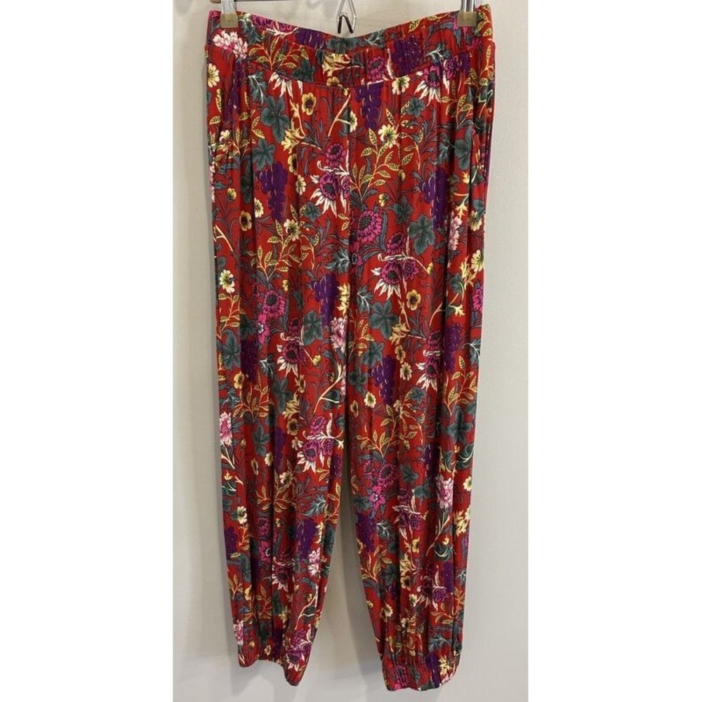 Loved By Anthropologie Floreat BOHO Soft Pajama Lounge Jogger Pants Women Red XS